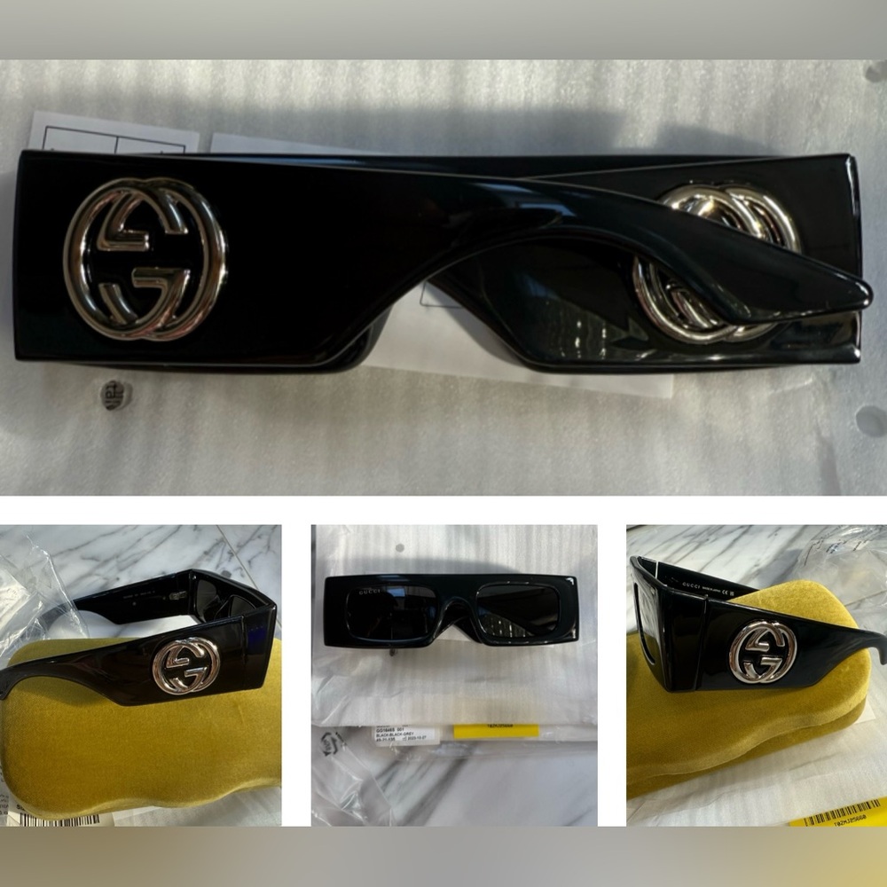 Gucci Unisex Sleek Black Rectangular Frames With … - image 5